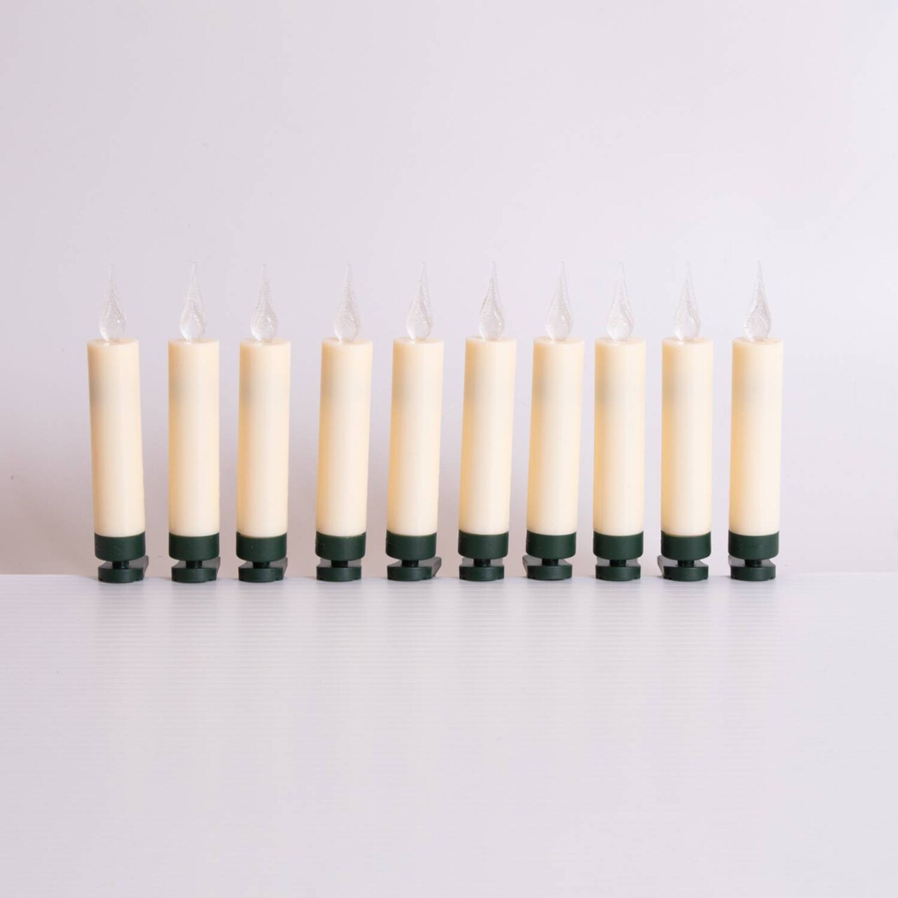 Gerson Clip-On LED Flameless Candles, Steady Glow for Indoor Christmas Decor, 10 Pack, Battery, Remote, 4.13 inch, White